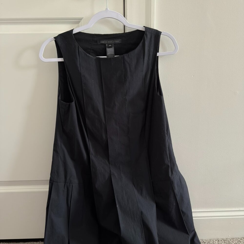 Marc By Marc Jacobs Black Pleated Mini Dress Womens Size S
